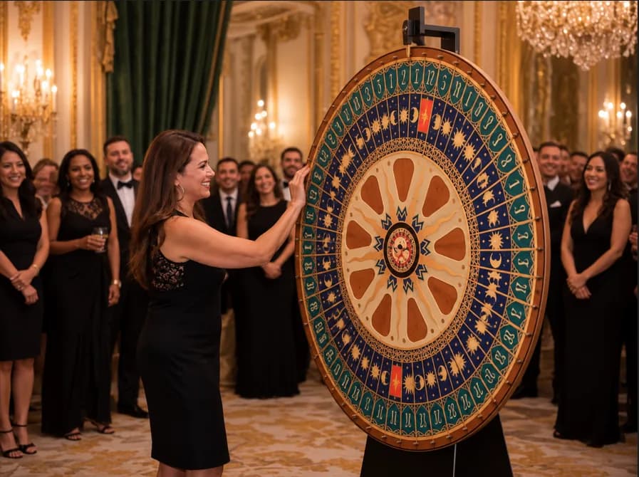 Tavolo Ruota della Fortuna Fun Casinò con feltro colorato e ruota