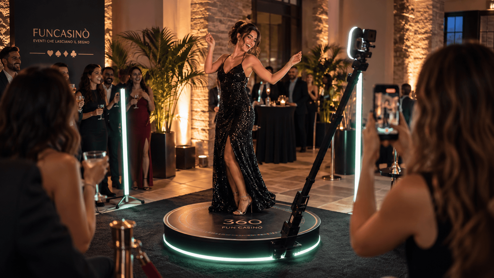Ospite sulla pedana 360 Experience durante un evento Fun Casinò